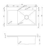 Мийка для кухні інтегрована VENTA Black 780x480 BVM7848B