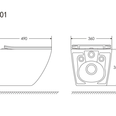 Унітаз підвісний VENTA RIMLESS URBAN 490x360x350 мм Унітаз підвісний VENTA RIMLESS URBAN 490x360x350 мм