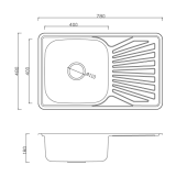 Мийка для кухні VENTA Satin 780x480 VM78488S